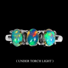 925 Sterling Silver Ring Oval Fire Opal Full Flash 6x4mm Gemstone Jewelry