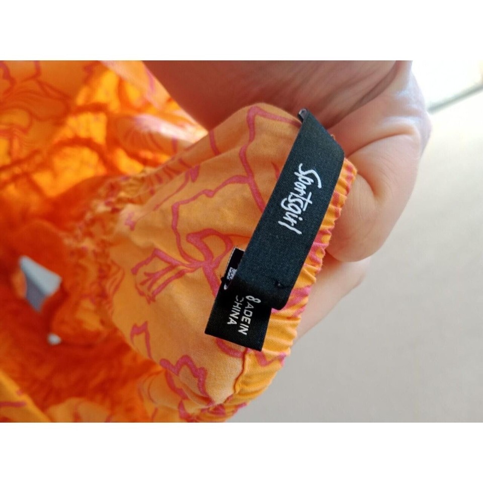 Sportsgirl Orange Floral Spaghetti Strap Cotton Mini Dress Size 8 eBay