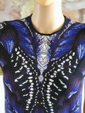 Designer Alexander McQueen Dress Royal Blue & Black Knit Any Occasion