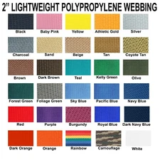 2 Inch Polypropylene Webbing Light Weight 2" Strap 5 Yards