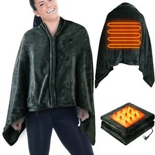 Wearable Electric Heated Poncho Blanket for Outdoor Indoor Heated Blanket Shawl