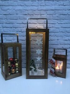 Laterne Mangoholz Windlicht Deko Edelstahl Kerzenhalter Dekoration Weihnachten Ebay