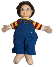 My Buddy Doll Brown Hair Blue Eyes Blue Overalls Striped Shirt READ