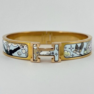 Hermes Clic H GM Bangle Gold Multicolor Plated Ladies Box Auth France