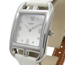 HERMES Cape Cod Watch CC1.210C Quartz Mother Of Pearl Diamond Dial Steel Leather 3