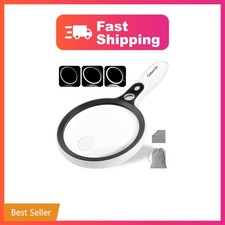 Large Magnifying Glass with 37 LED Light, 10X 20X 45X Handheld Illuminated  ...