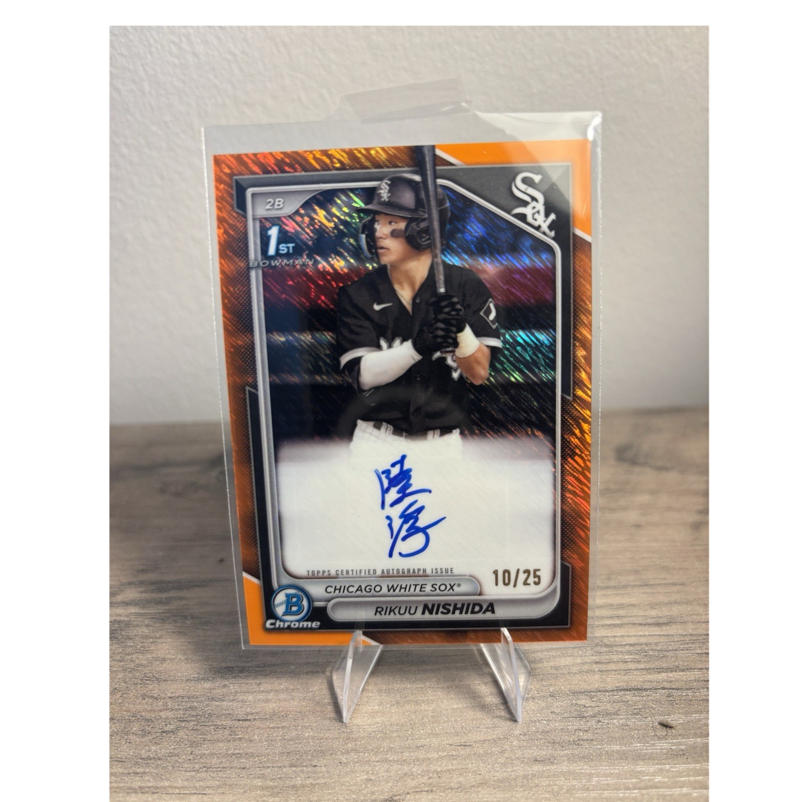 Topps 2024 First Bowman Chrome Rikuu Nishida Orange Shimmer Auto /25 #CPA-RN 1st