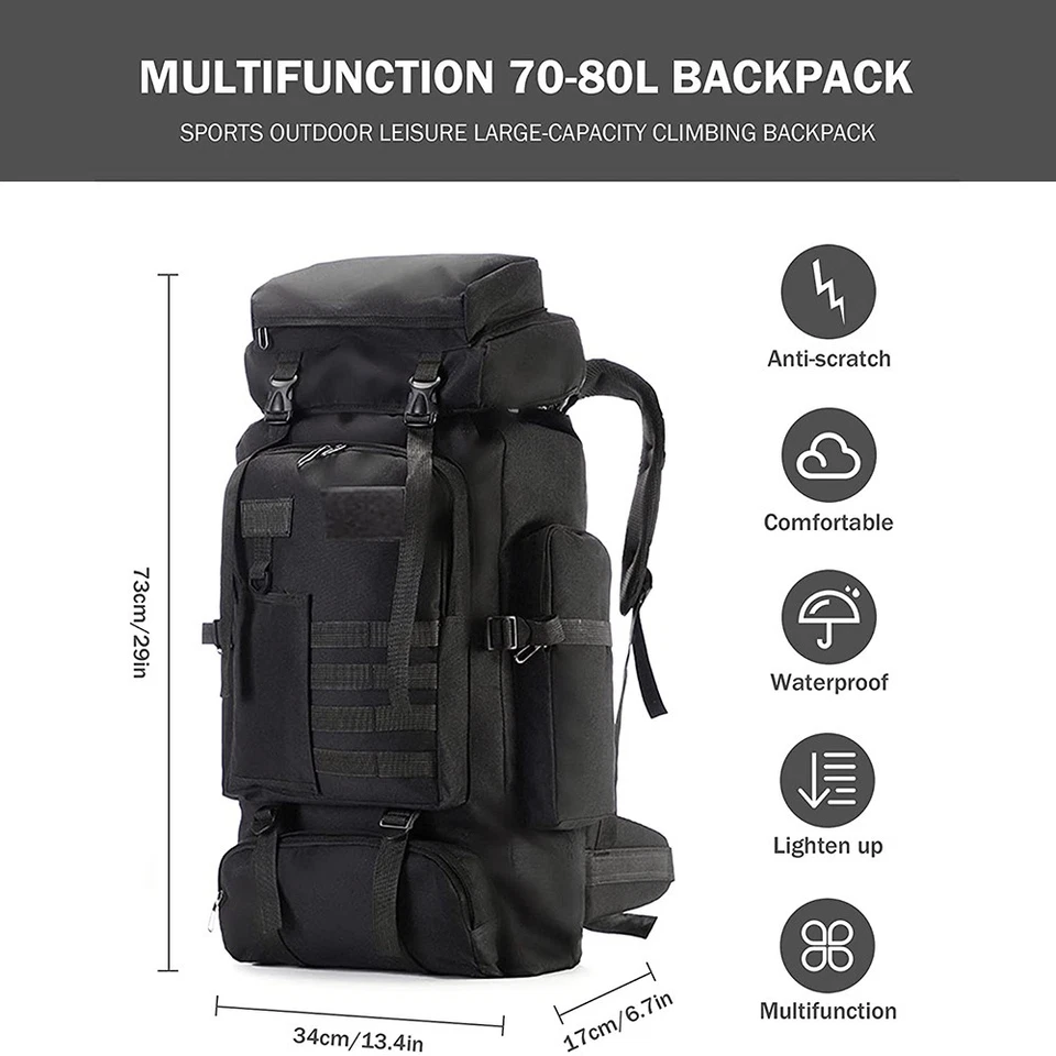 70L100L Army Rucksack Molle Groß Armee Wandern Trekking Bundeswehr Kampfrucksack - Bild 3 von 4