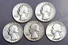 Lot of (5) Pre 1964 Washington Quarters  90%  Silver  43S -52S - 54S - 57D -59D