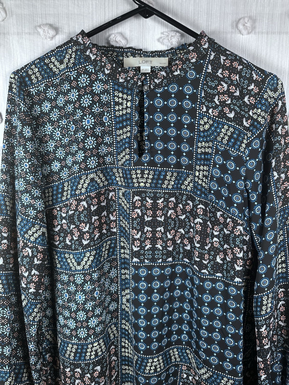 LOFT Women’s Multicolor Floral Patchwork Blouse S… - image 2