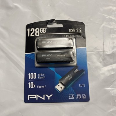 PNY 128GB Elite USB 3.2 Flash Drive 2 Pack - 100MB/s New Sealed