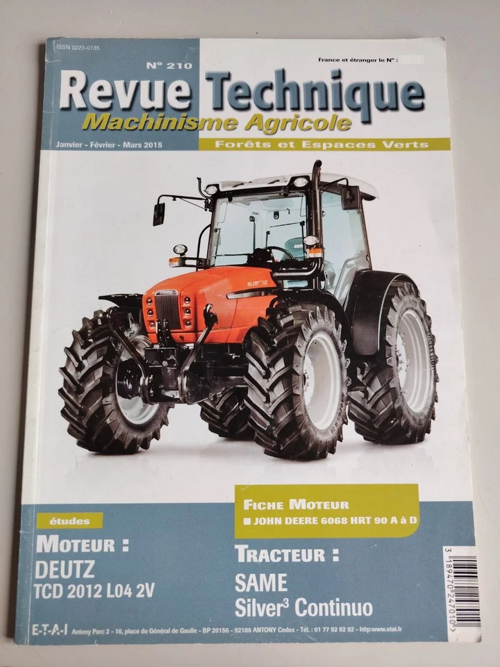 REVUE TECHNIQUE TRACTEUR SAME SILVER 3 CONTINUO 100 110 moteur Deutz TCD 2012 - Photo 1/1