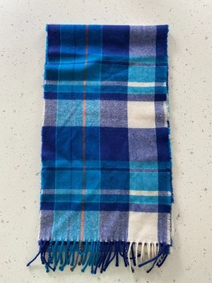 AVOCA THE MILL blau karierter 100% Wolle Rechteckschal Einheitsgröße (S5)