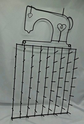 Cute Kitschy Thread Sewing Machine Shaped Spool Holder Black Wire Rack, 63 spool