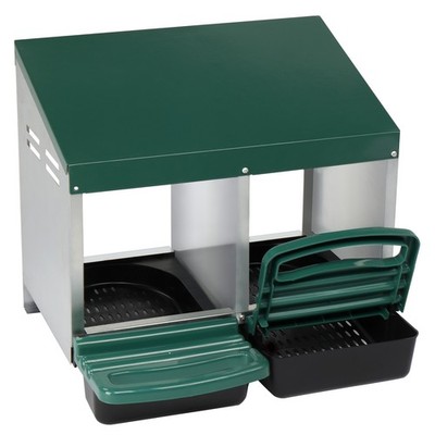2 Hole Metal Heavy Duty Chicken Coop Nesting Box with Lid Cover to Protect Eggs