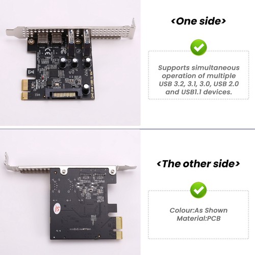 Carte D'Extension PCI 4 Ports (Type-C+A) Carte D'Extension USB 3.2 Hub Haut7642 - Photo 4/7