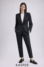 Kasper Petite Classic Blazer Black White Stripe Jacket Modern Minimalist Chic