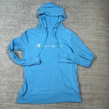 Champion Hoodie Sweatshirt Women S Blue Script Logo Pullover Long Sleeve Pocket