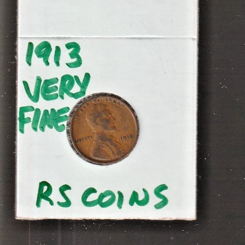1913   VERY FINE   LINCOLN CENT   VERY FINE  1913  /  RS COINS #22E  FREE SHIP