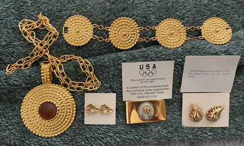 Avon Vintage Costume Jewelry ‘79-‘92 In Original Boxes. Heavyweight Faux Gold