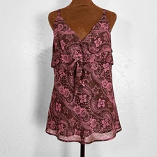 Apt 9 Womens Y2K Babydoll Top L Indie Boho Mesh Lettuce Hem Fairy Whimsy Pink