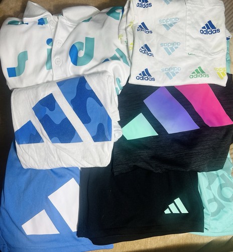 Lot of 7 Boys Adidas Shirts & Shorts, Size Medium (10/12), Mix & Match