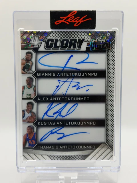 2025 Leaf Metal Giannis Alex Kostas Thanasis Antetokounmpo 4 Glory Quad Auto 1/1
