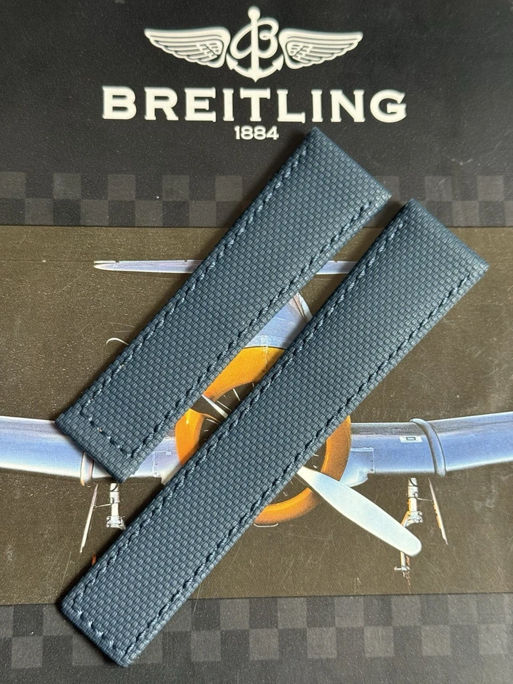 全新 百年灵 海军蓝 帆布 部署表带 24-20 毫米 表带 宽度 120/80 毫米 长度 — 第 3/4 张图片