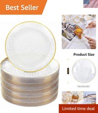 60 Pcs Gold Plastic Plates,10 inch Clear Gold Dinner Plates, Hammer Pattern D...