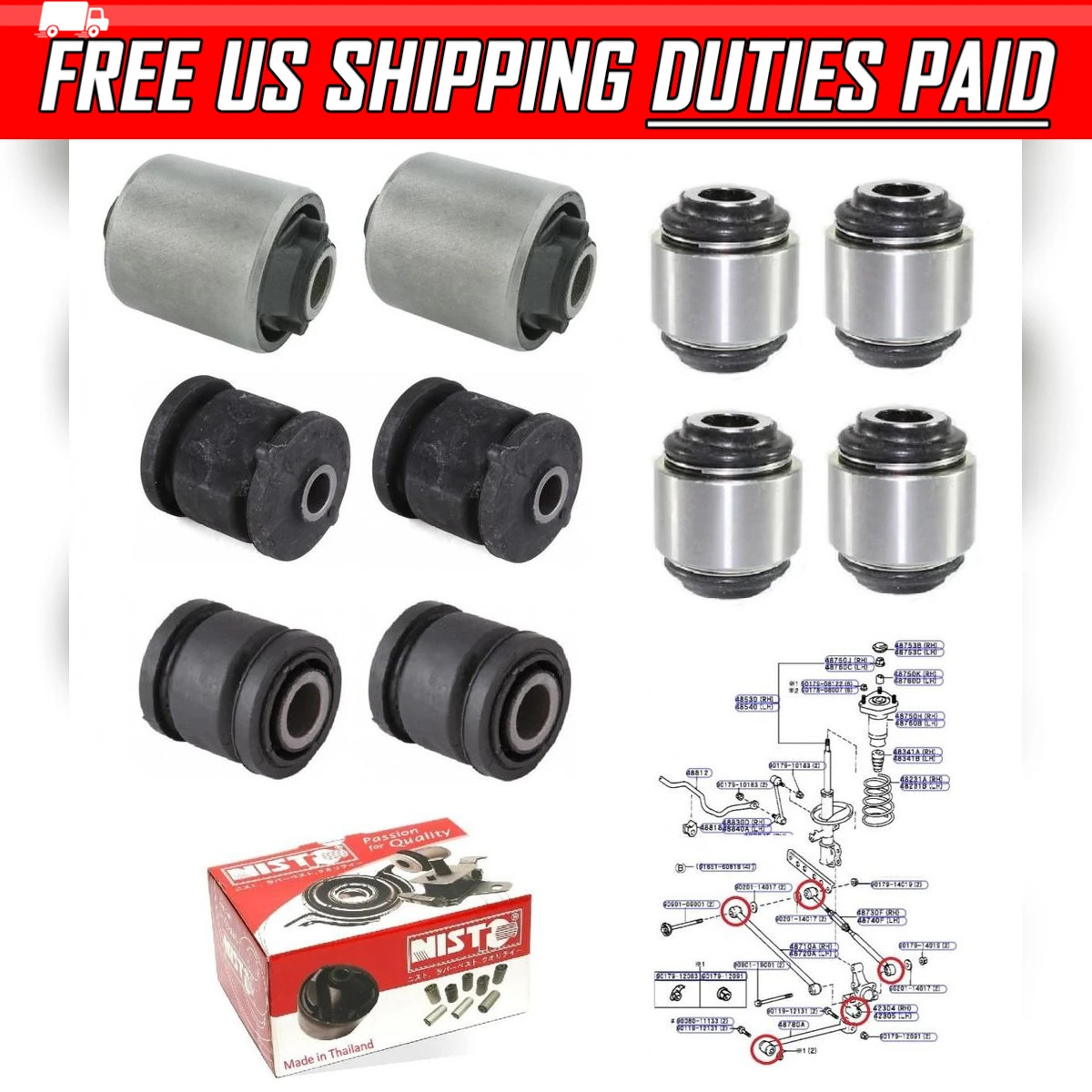 Rear Lateral Arm Track Rod Knuckle Bushing Kit For 1998-2002