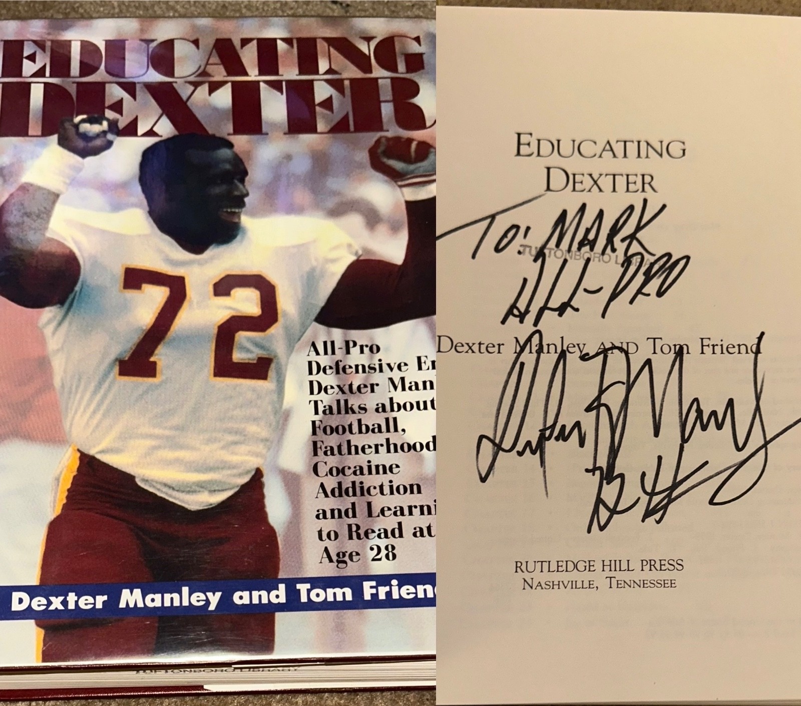 DEXTER MANLEY SIGNED BOOK AUTOBIOGRAPHY EDUCATING DEXTER AUTOGRAPHED