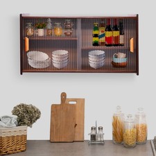 Small Kitchen Cupboard Food Pantry Cabinet Wall Sideboard with Glass Doors New