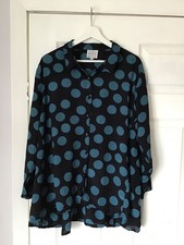 MASAI CLOTHING COMPANY stunning ladies black & blue spot blouse shirt - Medium