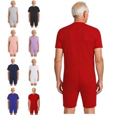 Adult Dementia Anti-strip Adaptive Short Sleeve Rompers Nursing Jumpsuit