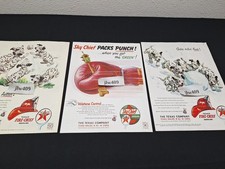 3 Vintage 1952 TEXACO GAS & OIL Print Ads Magazine Ads