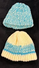 Skully Beanie Preppy Earth Tone Hats Handmade Crocheted Set Of 2 NEW Size S