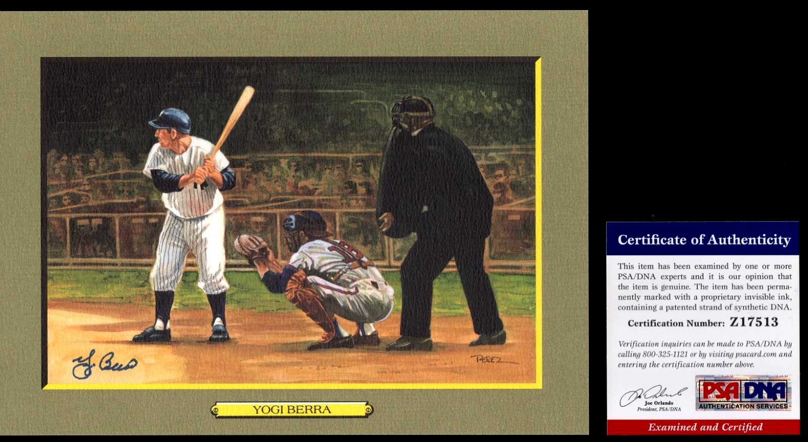 YOGI BERRA PSA/DNA SIGNED PEREZ-STEELE GREAT MOMENTS CARD #53 AUTOGRAPH BASEBALL