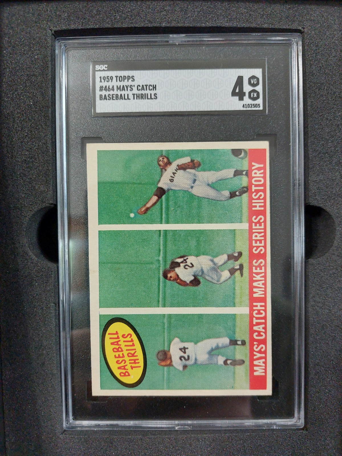 1959 Topps - Baseball Thrills Willie Mays #464 "The Catch" SGC 4