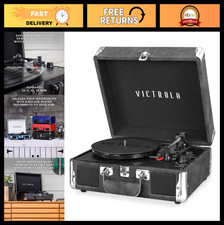 Bluetooth Suitcase Record Player - 3-Speed Turntable, Built-in Speakers, Headpho