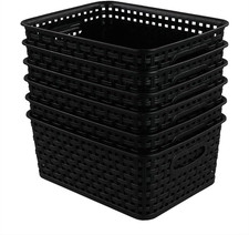 6-Pack Plastic Storage Weave Basket, Small Baskets