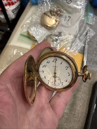 Antique Elgin 12s GF Full Hunter Pocket Watch Case Dated 1908 For Parts/Repair