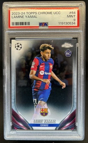 2023-24 Topps Chrome UEFA Lamine Yamal RC Rookie #64 Barcelona PSA 9
