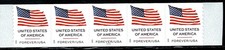 Mint US Strip of 5 Coil Flag Stamp with Pate# P1111,Scott# 6017 (MNH)