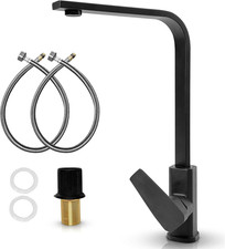 MSC Gooseneck Modern Black Kitchen Taps with 360° Swivel Spout - Kitchen Mixer T