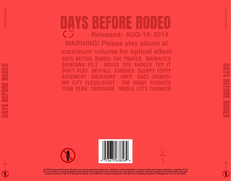 Travis Scott - DAYS BEFORE RODEO (DELUXE) CD (VAULTS 1 + 2) - Image 3 of 3