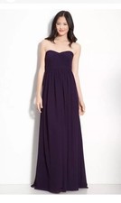 JENNY YOO Aidan Strapless Chiffon Plum Gown ONLY Size 4