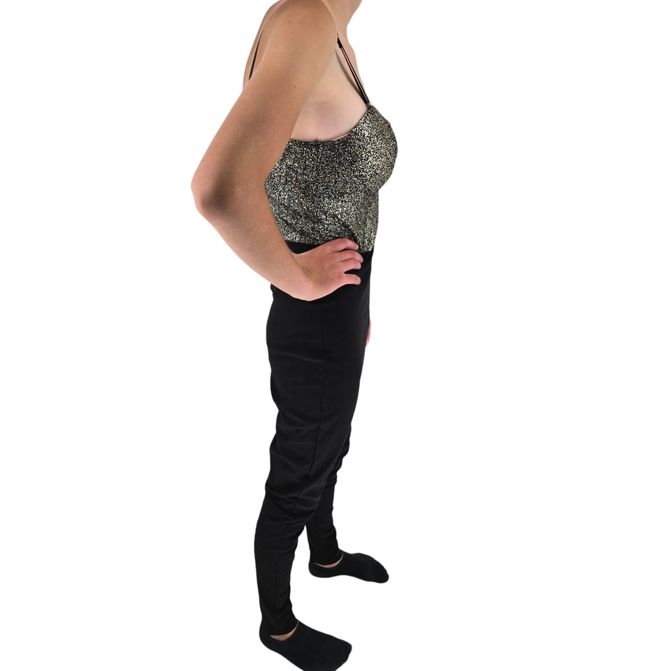 Mono estilo corsé adornado dorado material niña talla pequeña  Foto 2 de 4