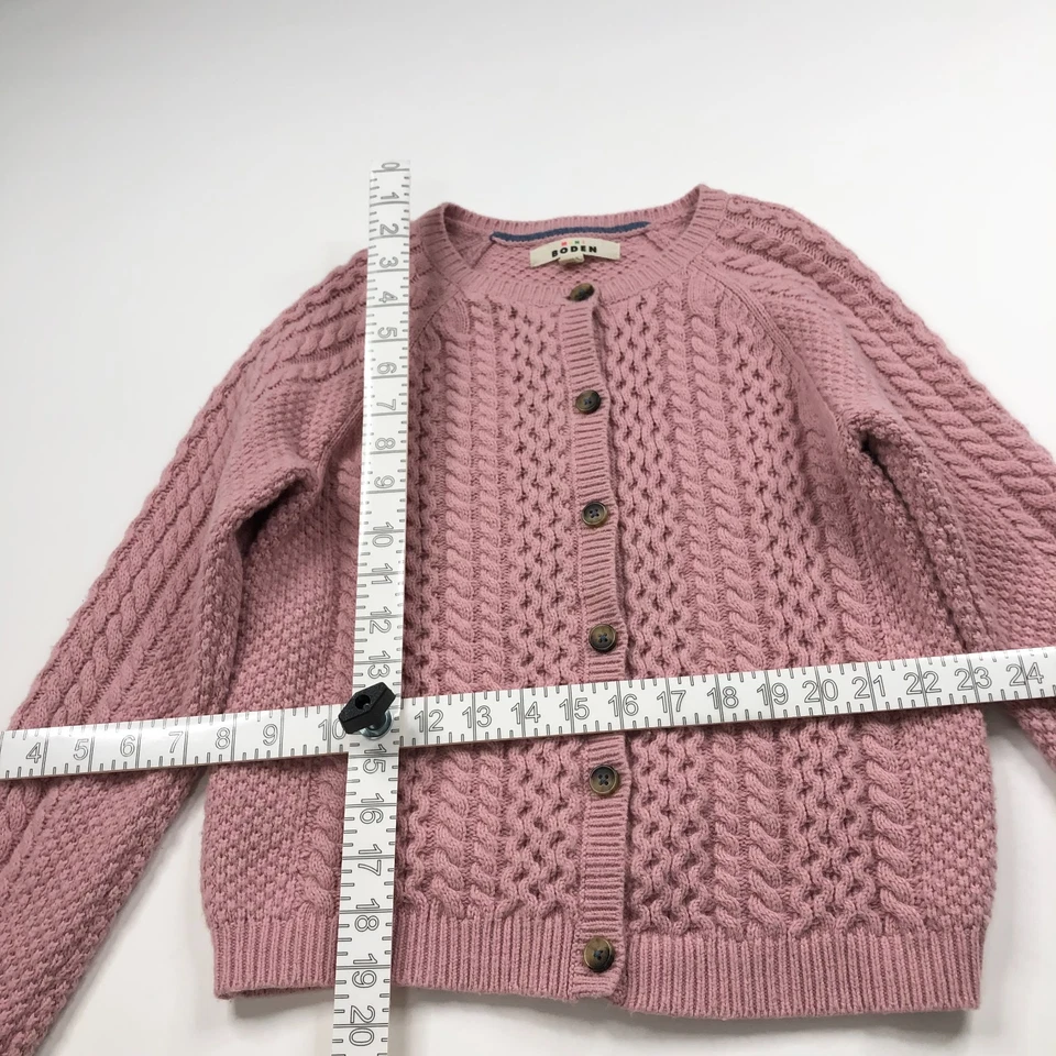 Mini Boden Niñas 9-10 Mezcla de Lana Botón Cárdigan Pescador Suéter Rosa Foto 3 de 4