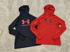 Under Armour Boys Long Sleeve Hooded Dri Fit Shirt Set Lot Youth XL YXL