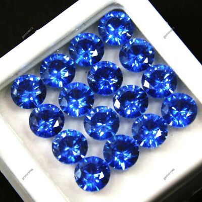 CERTIFIED 10 Pcs Natural Sapphire ring Loose Gemstone Blue Round Cut 5 MM Lot